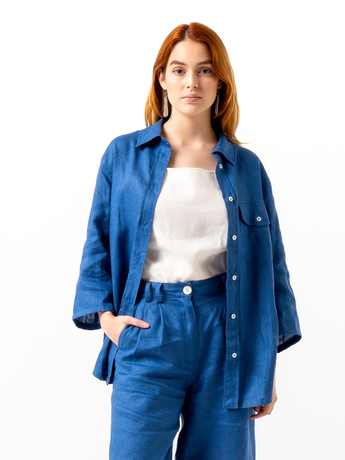 Camisa de lino Abotonada GAYA Azul