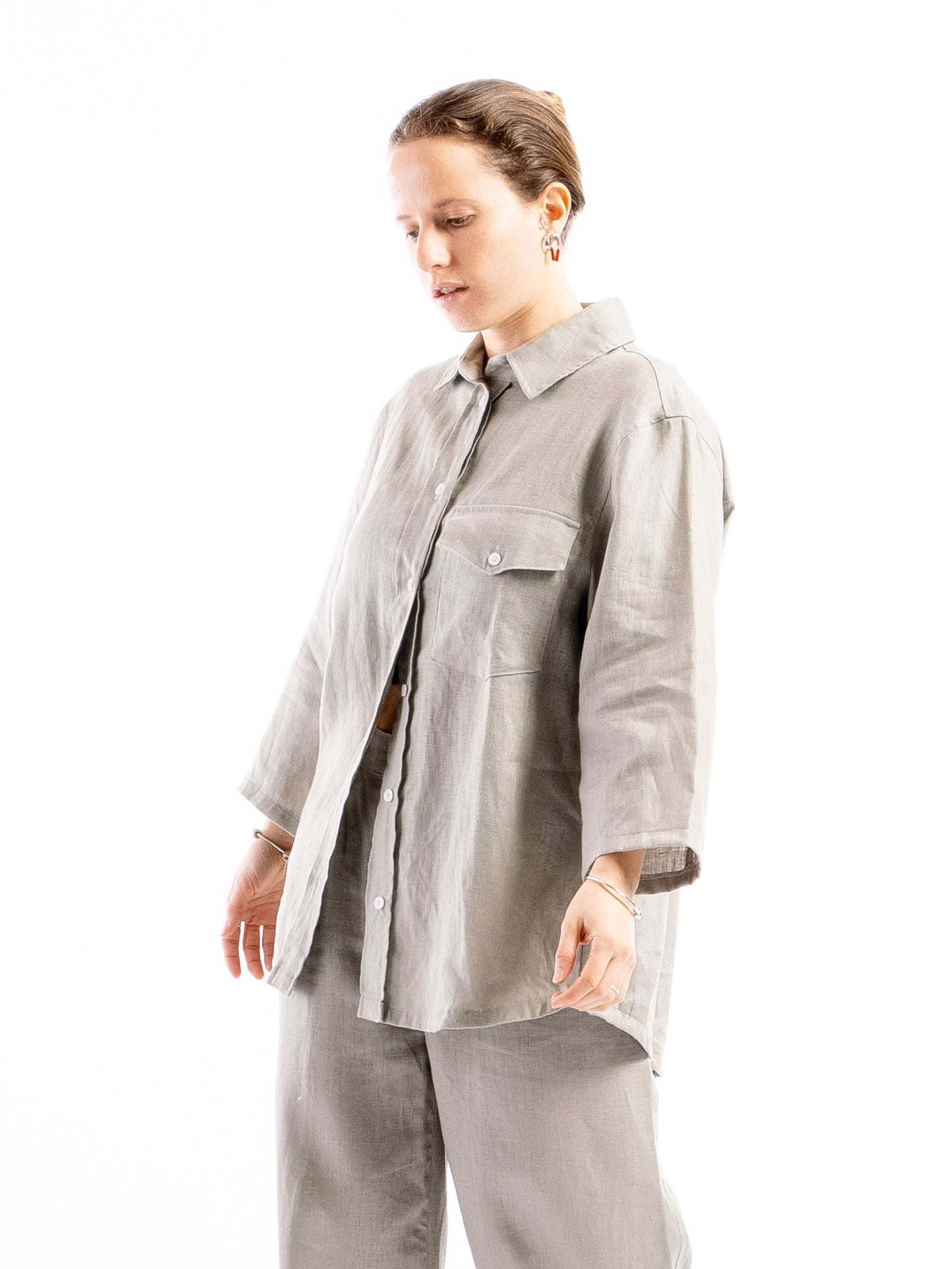Linen Button-up Shirt GAYA Grey