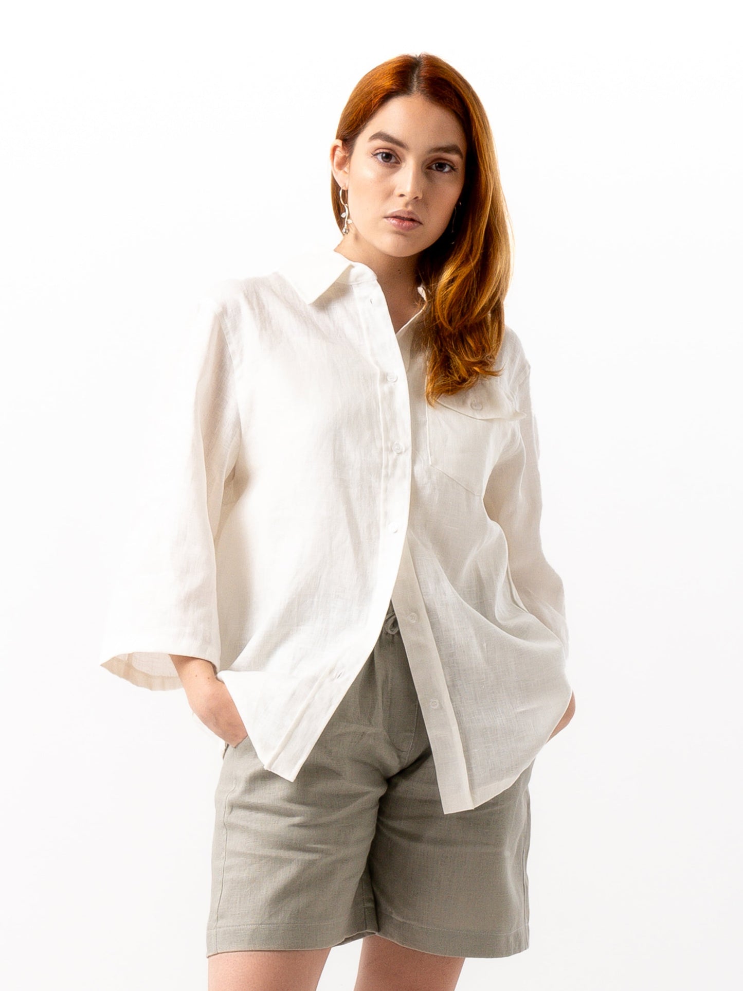 Camisa de lino Abotonada GAYA Blanca