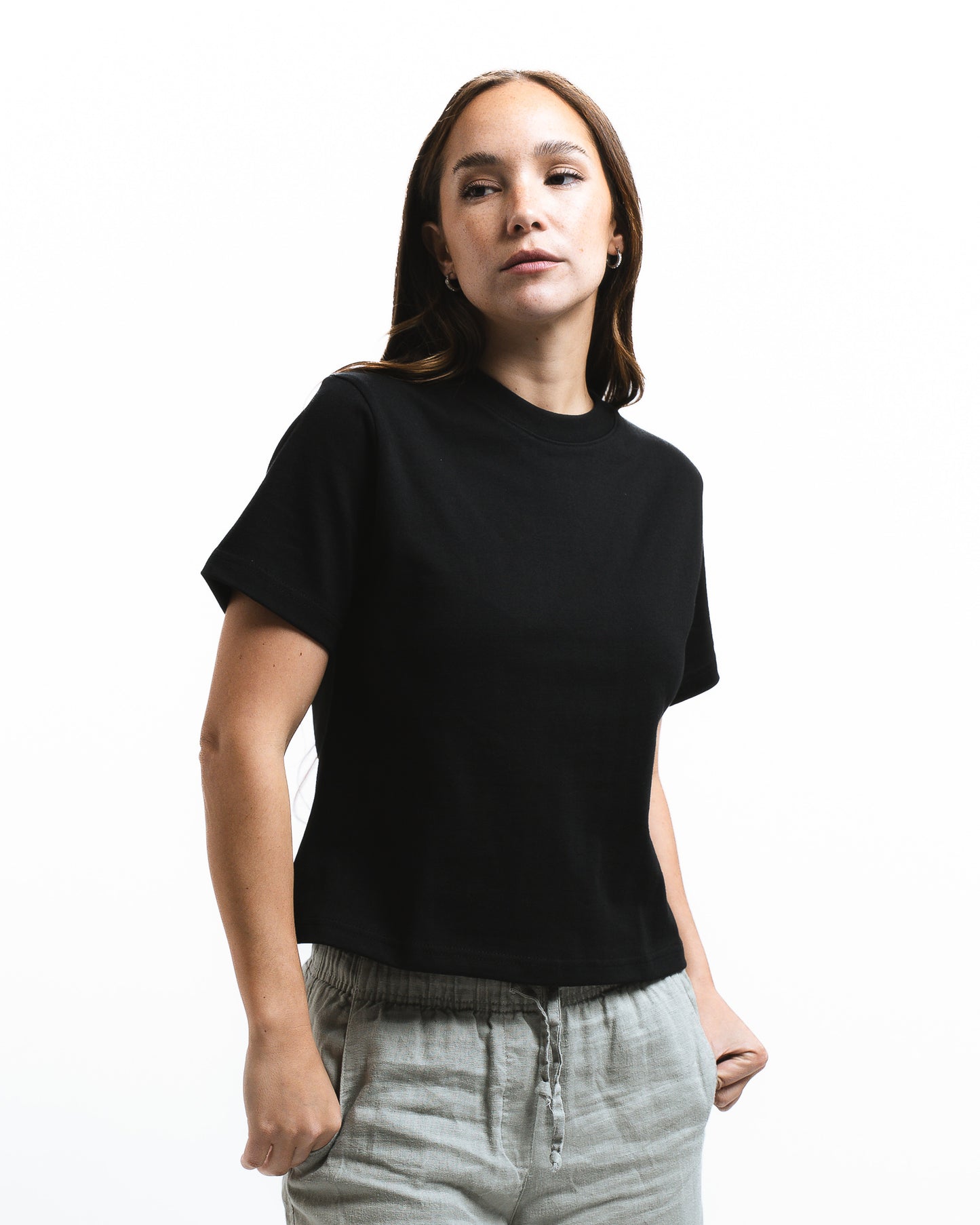 Crew Neck 100% Cotton T-shirt Black