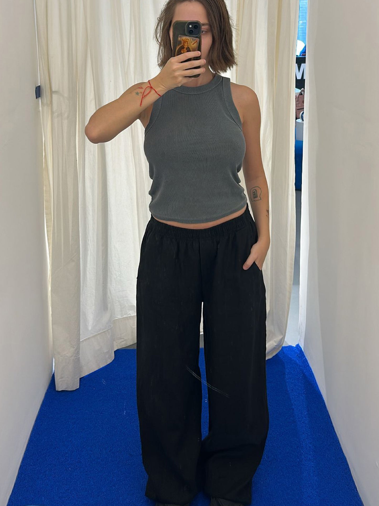 Pantalón de lino Elastizado VIÑEDO Negro