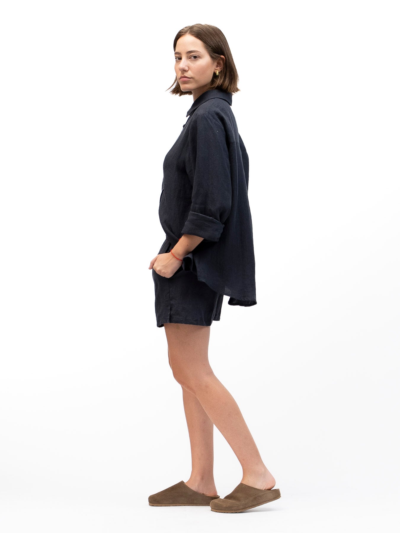 Linen Shorts BOKER Marine Blue