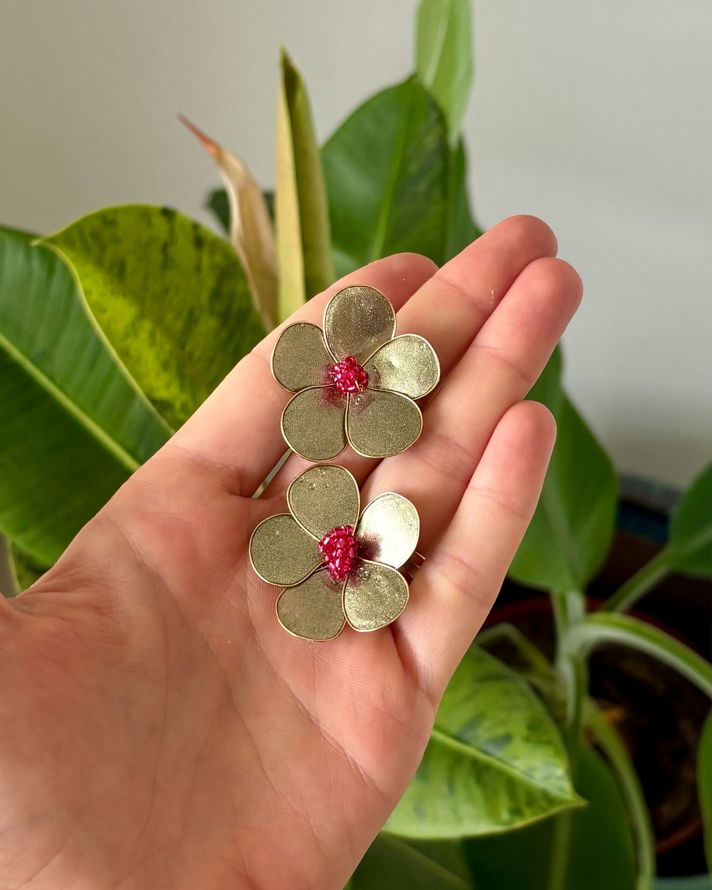 Midi Flor Verde con Fucsia