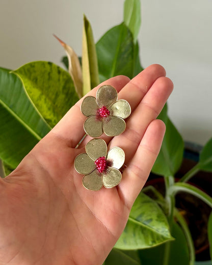 Midi Flor Verde con Fucsia