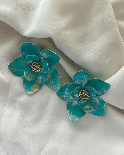 Maxi Flor Turquesa Patinado y Champagne