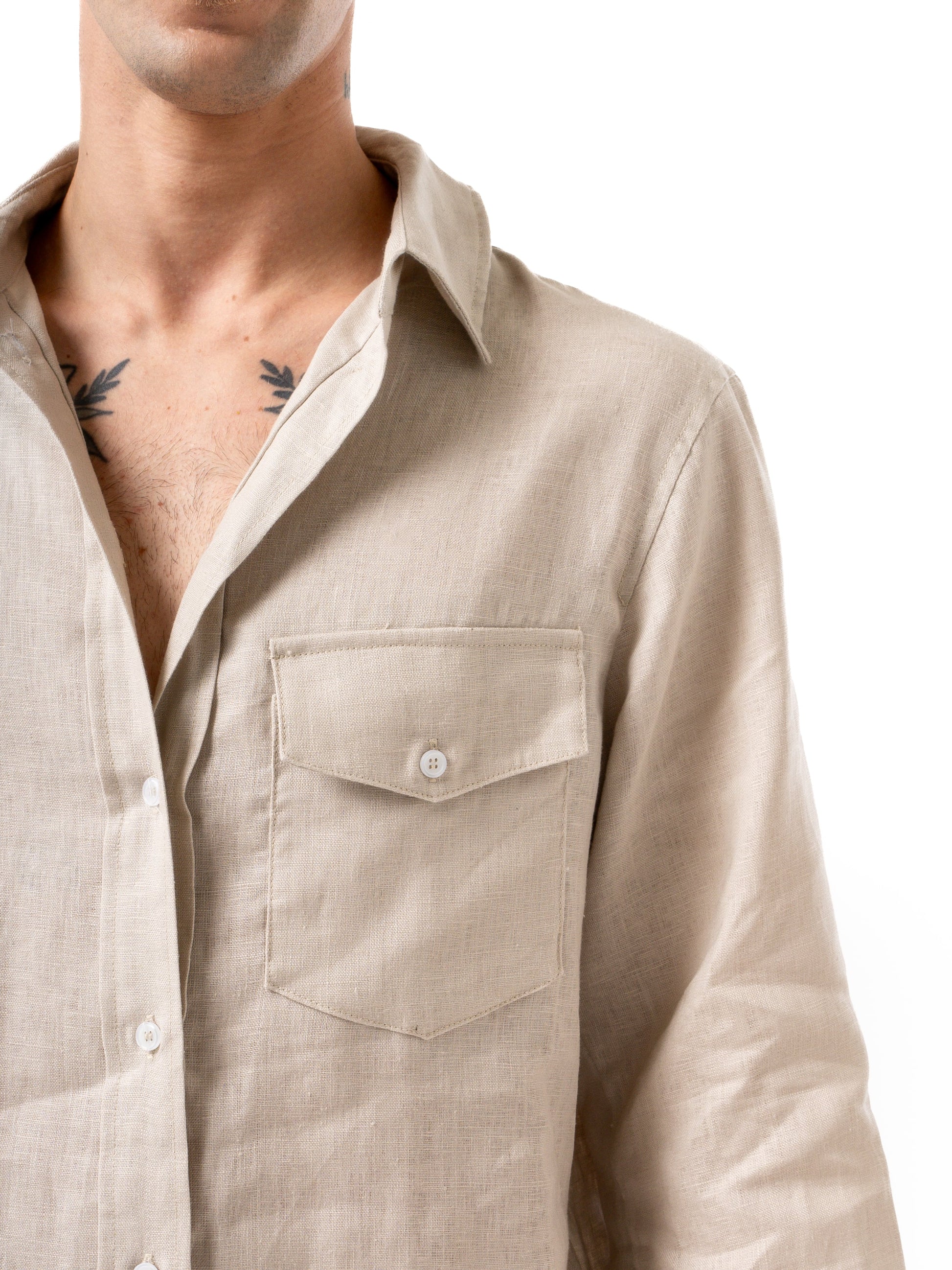 Linen Button-up Shirt KAI Beige for Men Linen Button-up Shirt KAI Beige for Men