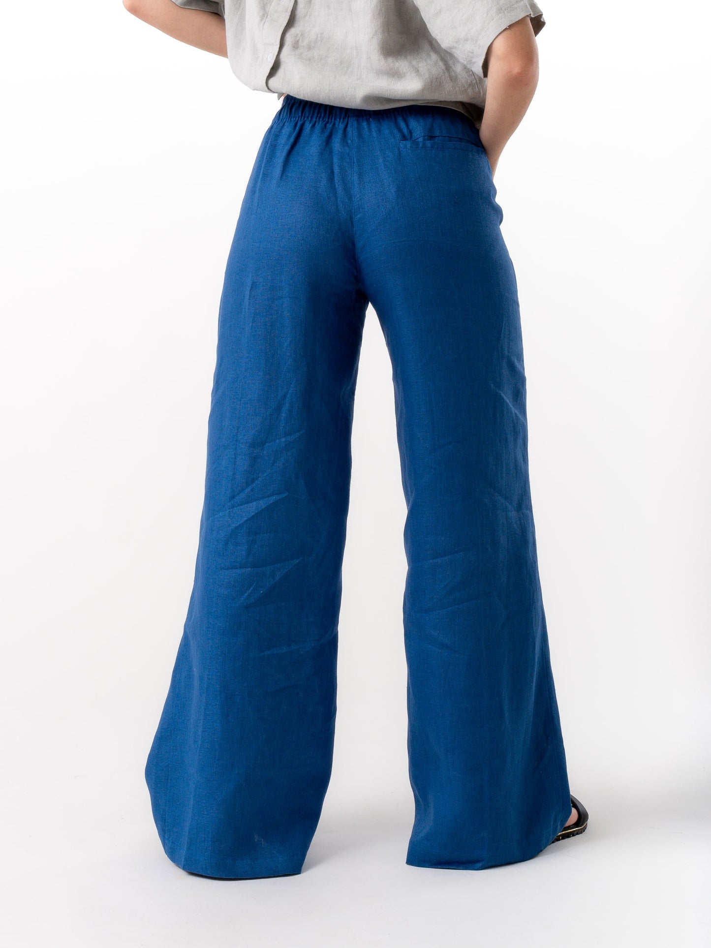 blue linen pants