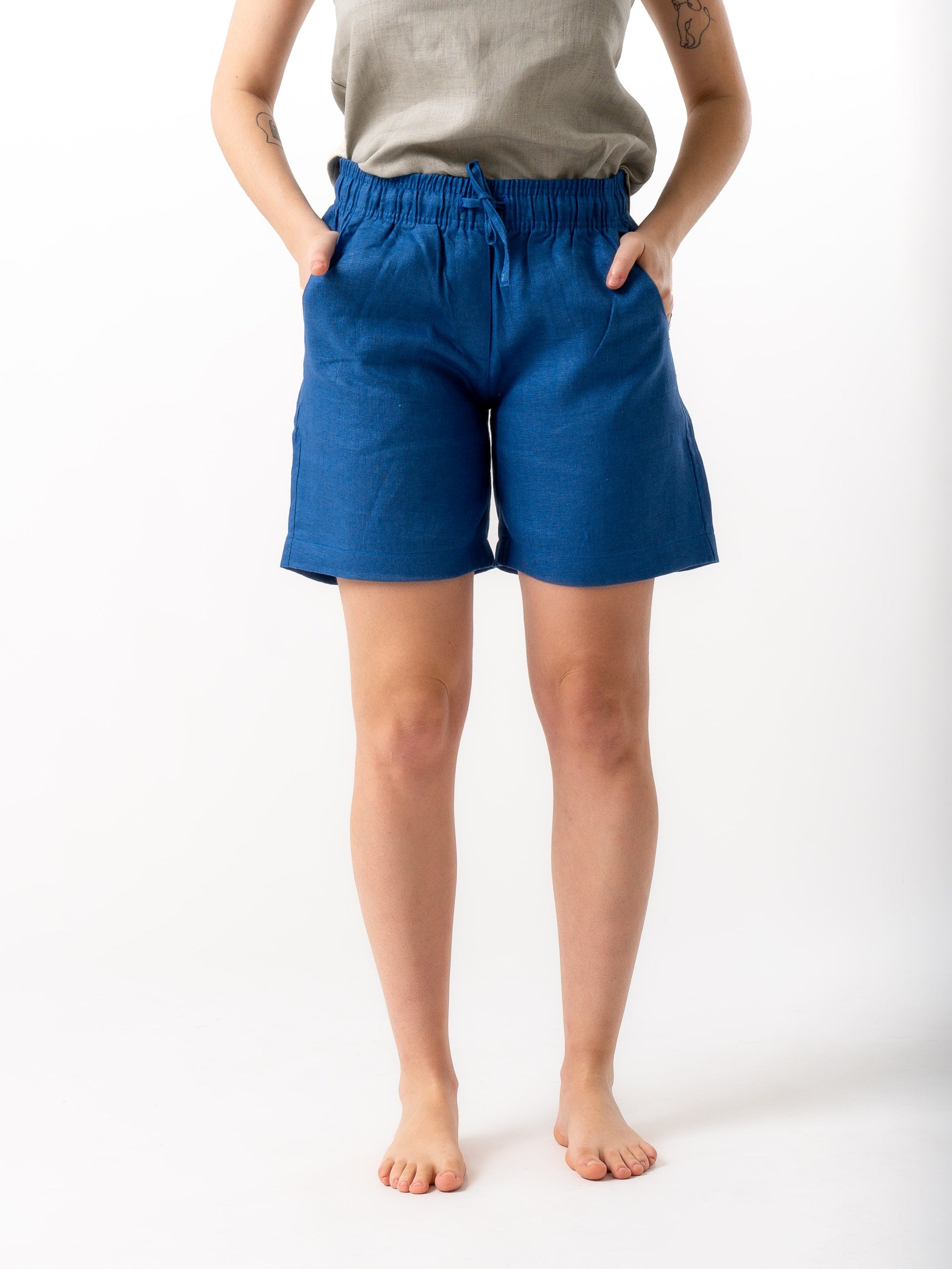 Blue linen shorts