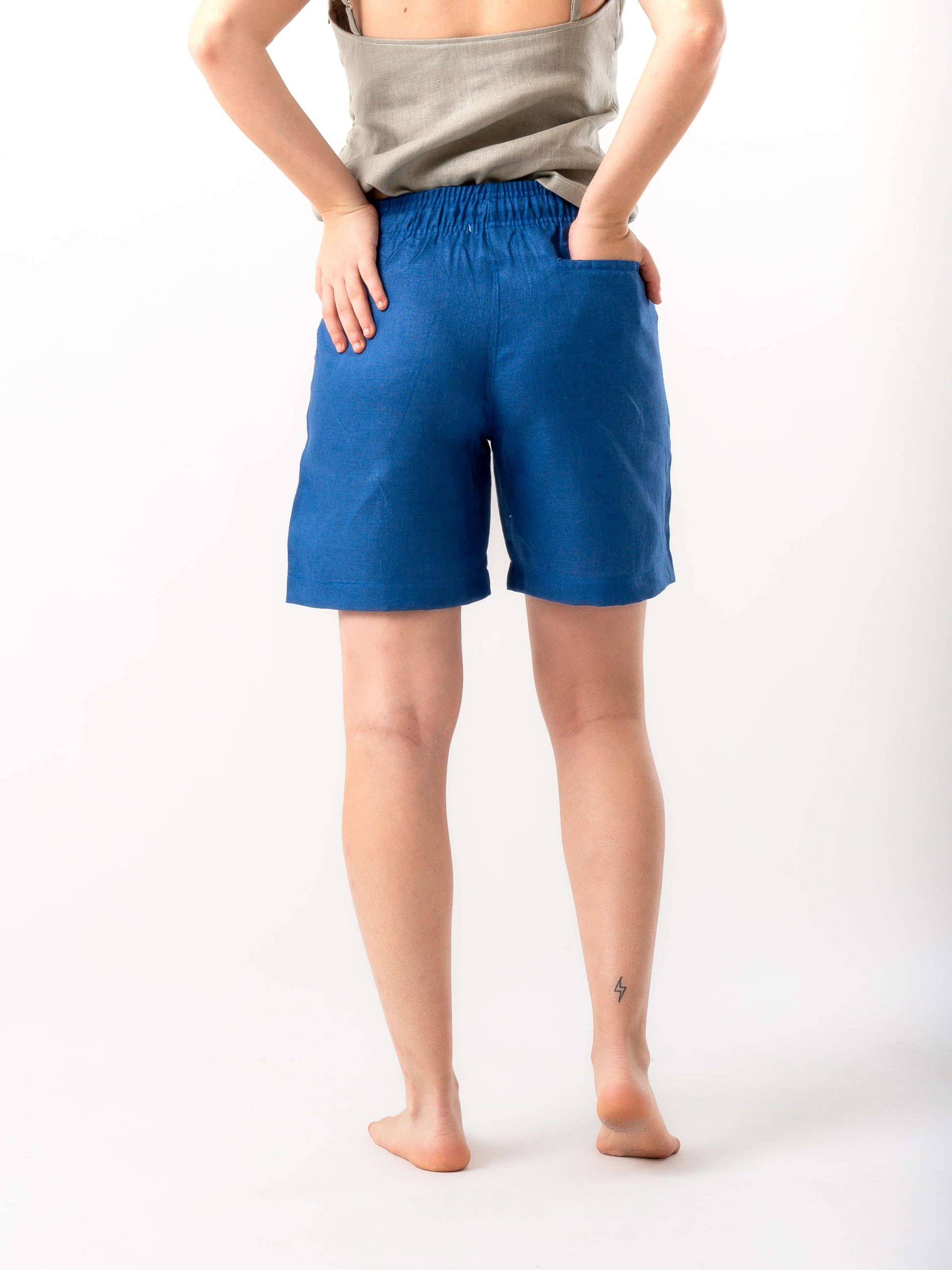 Blue linen shorts