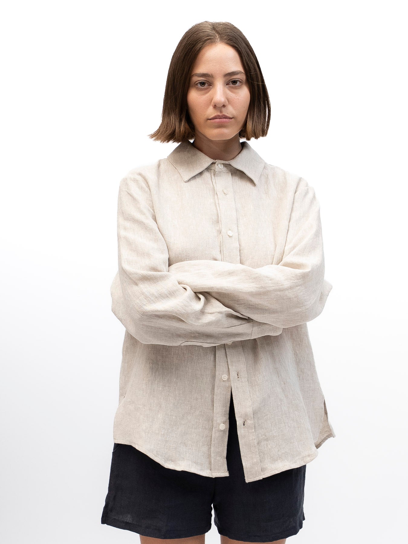 Linen Button-up Shirt EREV Beige