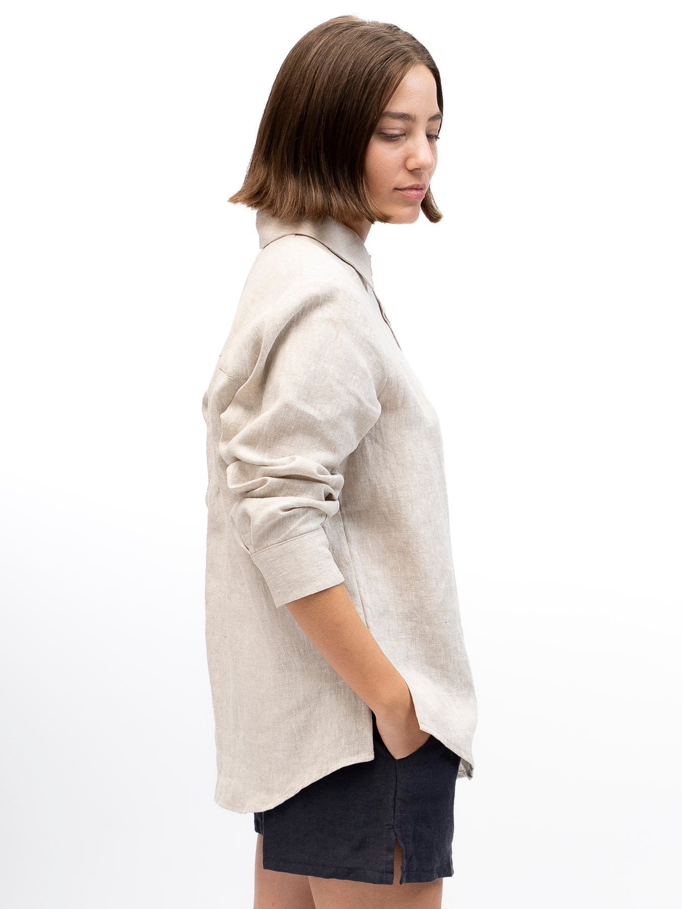 Linen Button-up Shirt EREV Beige