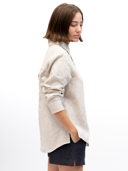 Linen Button-up Shirt EREV Beige