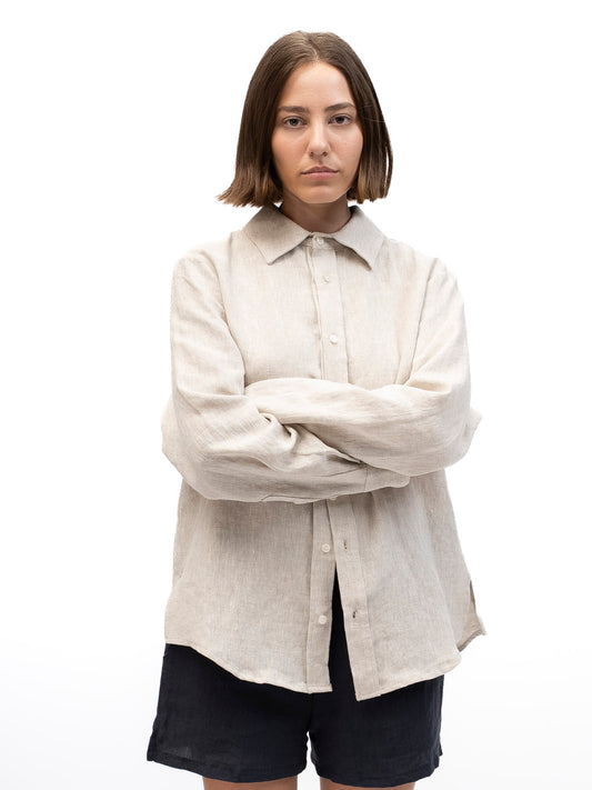 Linen Button-up Shirt EREV Beige