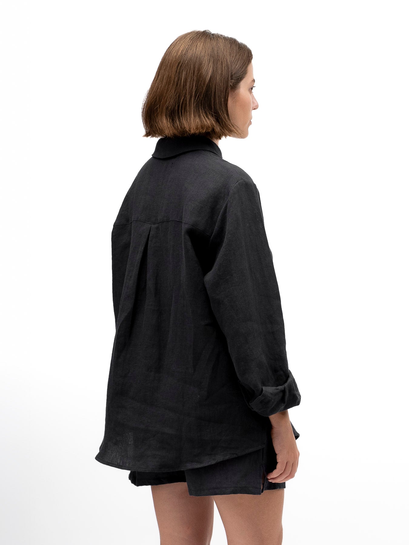 Linen Button-up Shirt EREV Black