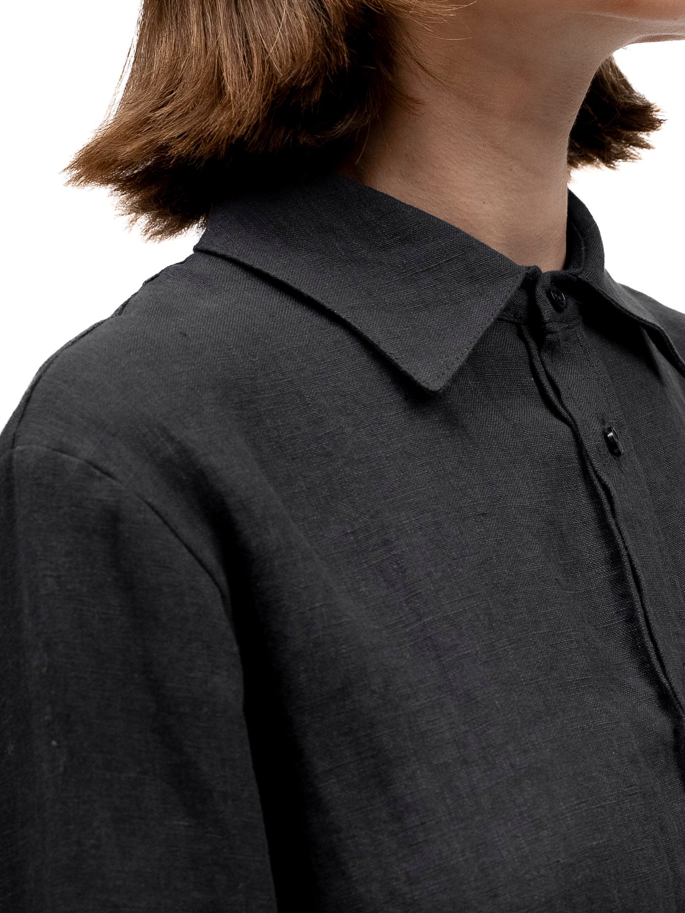 Linen Button-up Shirt EREV Black