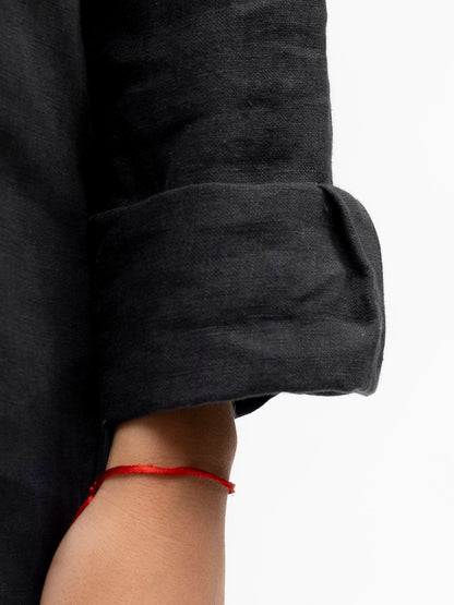 Linen Button-up Shirt EREV Black