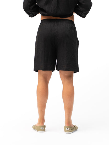 Short de lino Elastizado MOVIMIENTO Negro para Hombre