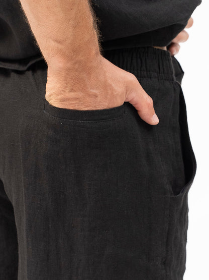 Short de lino Elastizado MOVIMIENTO Negro para Hombre