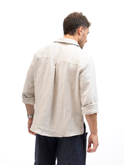 Linen Button-up Shirt EREV Beige for Men