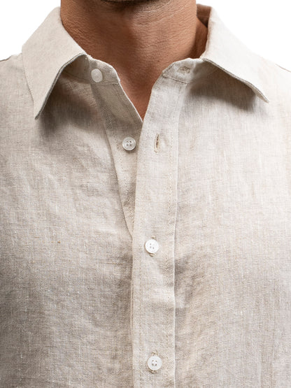 Linen Button-up Shirt EREV Beige for Men