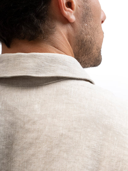 Linen Button-up Shirt EREV Beige for Men