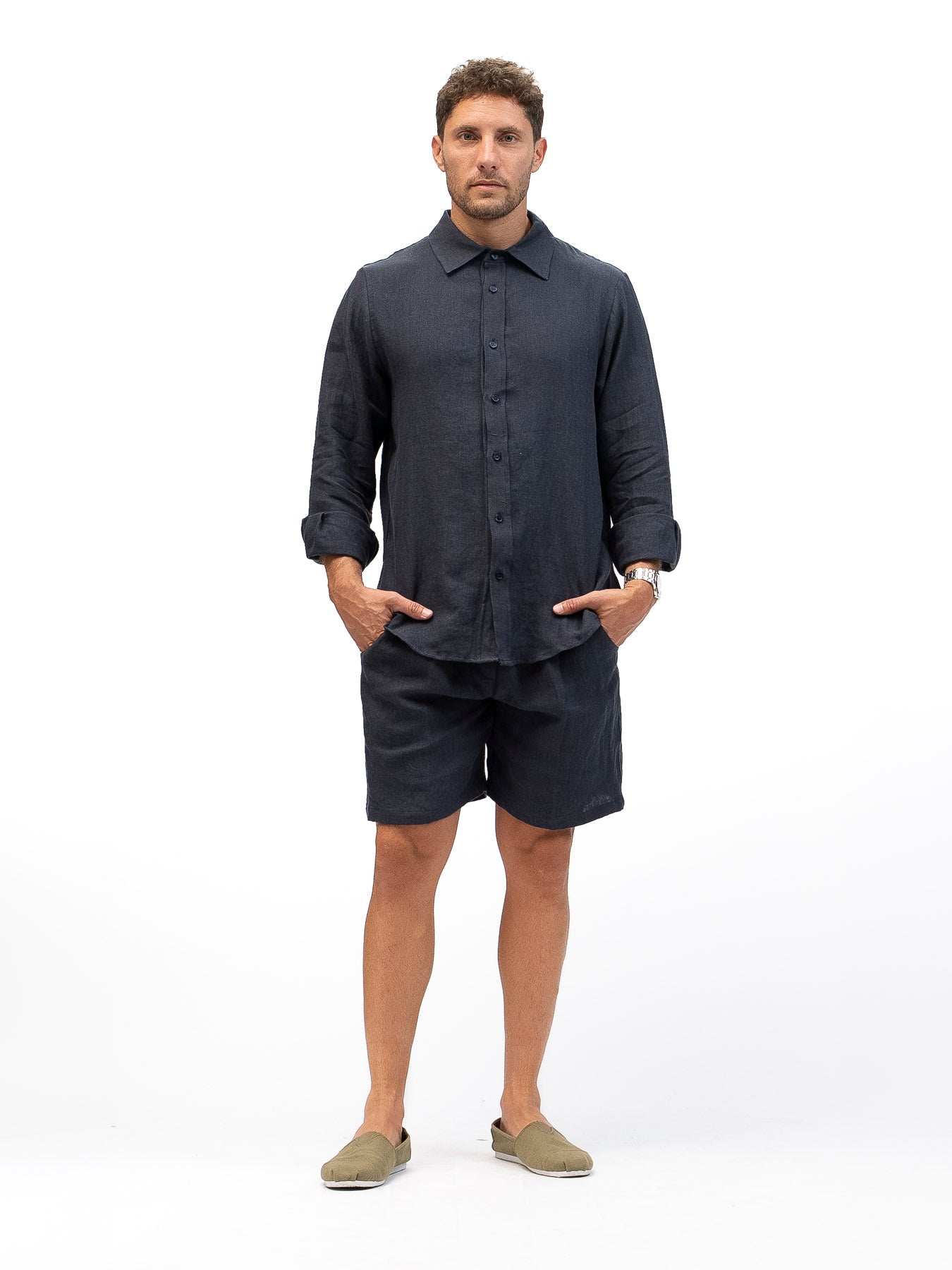 מכופתרת "ערב" פשתן לגבר נייבי