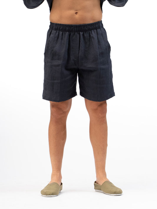 שורט מובמנט פשתן לגבר נייבי