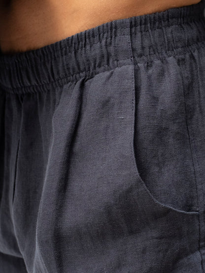 שורט מובמנט פשתן לגבר נייבי