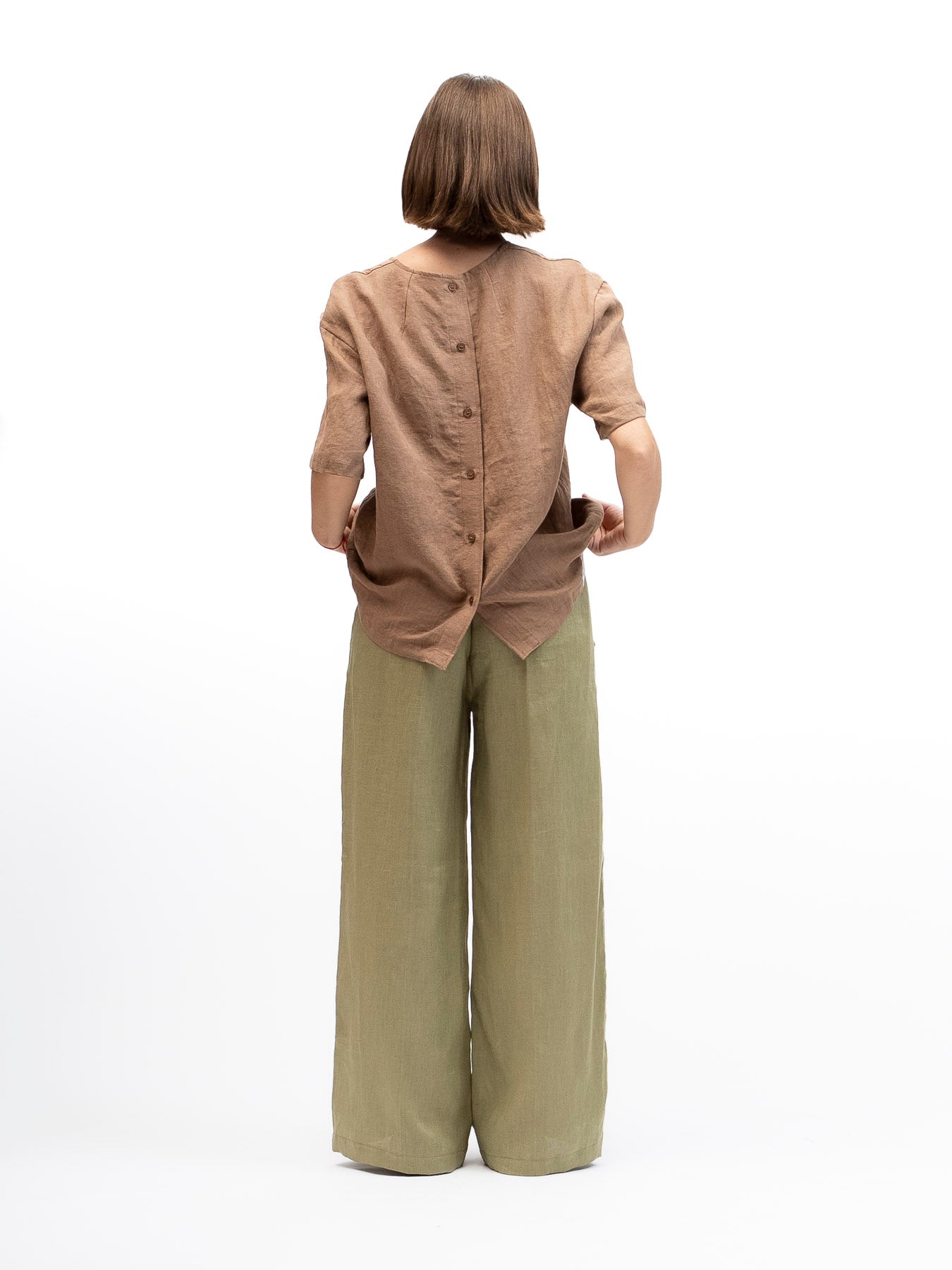 חולצה גולדן אאור פשתן חום