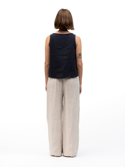 גופייה סול פשתן כחול נייבי