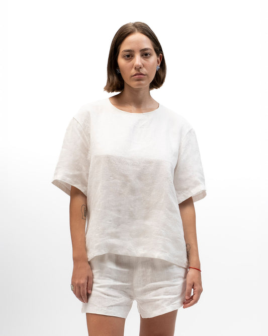 Remera de lino GOLDEN HOUR Blanco