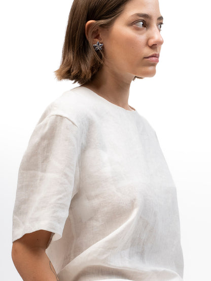 Remera de lino GOLDEN HOUR Blanco