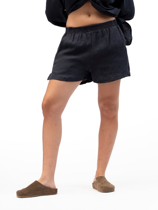 Linen Shorts BOKER Marine Blue