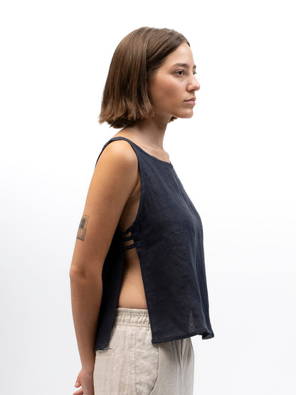 גופייה סול פשתן כחול נייבי