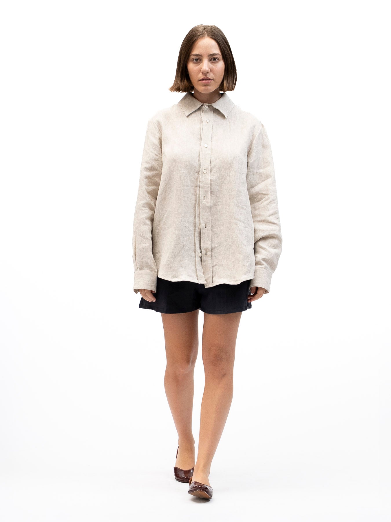 Linen Button-up Shirt EREV Beige