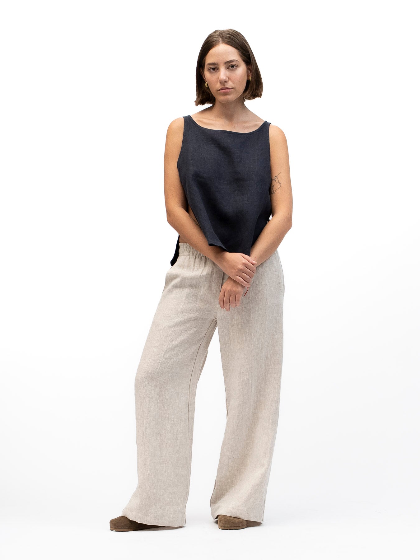Linen Tank Top SOL Marine Blue