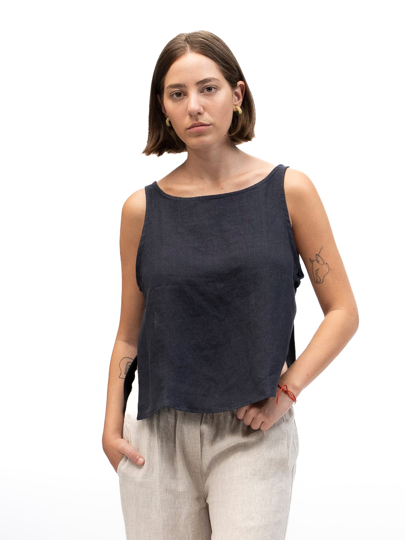 Linen Tank Top SOL Marine Blue