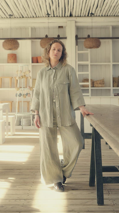 Linen Button-up Shirt GAYA Grey