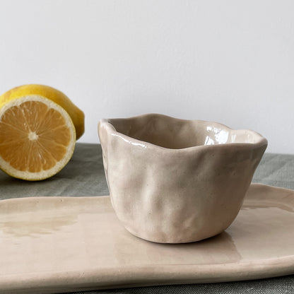 Plaid tray with coffee/tea bowl