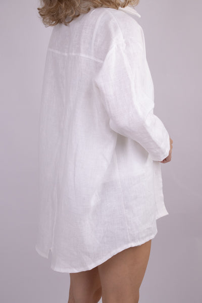 Linen shirt מכופתרת פשתן לבן